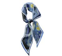 BHAHB foulard cheveux femme，foulard long en soie(150 x 17 cm),pour le cheveu，décoration de sac à main,vintage mignon design pour femmes et filles (Y14-Nuit étoilée)