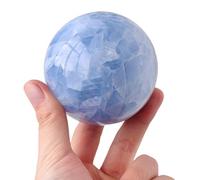 BHBHCPZGR Boule de cristal céleste, boules décoratives bleues avec support en bois, sphère de divination en pierre polie pour Feng Shui, décoration d'intérieur, 7 à 8 cm