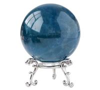 BHBHCPZGR Boule de cristal en fluorite bleue avec support pour diseur de fortune, Feng Shui, magique, décoration d'intérieur, Halloween, grande sphère orbe à quartz, 40 ~ 50 mm