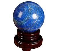 BHBHCPZGR Grande boule de cristal de quartz bleu lapis-lazuli avec support pour décoration d'intérieur, autel, cadeau spirituel, 75 ~ 80 mm