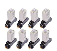BHBHCPZGR Lot de 5/10 relais temporisés AC 220 V CC 12 V H3Y-2 8 broches 0-30 secondes 0-60 minutes 0-60 s 0-60 min minuteur 0-60 min avec prise de base (220 V AC, 0-30 minutes 5 ensembles) BHBHCPZGR