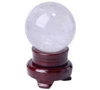 BHBHCPZGR Pierre de quartz avec support, boule de cristal transparent pour décoration, pierre précieuse ronde blanche pour magie/photographie/fengshui/cadeaux de sorcière, 120 mm