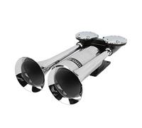 BHDK Klaxon à air, double trompette super fort 300Db électrique en alliage de zinc 0.5Mpa-0.8Mpa Kit train pneumatique facile installer pour véhicules 12V / 24V voiture camion bateau, default