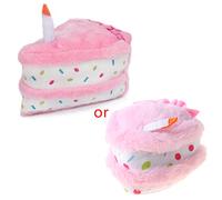 BHFYOB Chien de compagnie mignon gâteau d'anniversaire en peluche résistant aux morsures pour jouer couineur