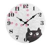 BHFZIAP Horloge murale amusante en forme de chat rustique et silencieuse pour chambre à coucher, salon, style B