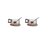 BHFZIAP Lot de 2 tasses à café avec soucoupe, tasse à thé pour café, après-midi, heure du thé, cadeau de pendaison de crémaillère, poignée carrée