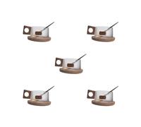 BHFZIAP Lot de 5 tasses à café avec soucoupe, tasse à thé pour café, après-midi, heure du thé, cadeau de pendaison de crémaillère, poignée carrée