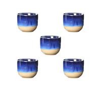 BHFZIAP Lot de 5 tasses en céramique de 150 ml de style japonais, tasses à saké, tasses à expresso pour eau, latte, bleu lait, 7 x 6 cm