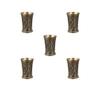 BHFZIAP Lot de 5 verres à shot égyptiens vintage pour verres à cocktail, bronze, 4,2 x 6,2 cm
