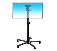 BHGFYXBS Support De Sol Mobile À roulettes pour Téléviseur/Moniteur - pour Écrans De 14 À 27 Pouces, Chariot TV Mobile, Support TV Roulant À Angle Réglable, Entraxe Max. 100 X 100