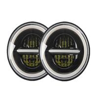 BHGMGEBLV Phare Avant Pour Niva Pour Lada 4X4 Pour OffRoad 6D 7 Pouces Phare LED 100W Faisceau Haut/bas 3500K 6500K Clignotant Angel Eye Phare De Moto Feux Avant(2PCS)