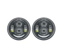 BHGMGEBLV Phares Doubles À LED Pour Dyna Fat Bob 4,5 Pouces Avec Feux De Jour 4,65 Pouces H4 Optique De Moto Ronde(Black With DRL)
