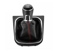 BHGMGEBLV Pommeaux Leviers Vitesse Pour VW Pour Golf 5 Pour Golf 6 Pour Jetta V VI Pour Scirocco 5/6 Vitesses Pommeau De Levier De Vitesse Guêtre De Démarrage Ensemble En Cuir Noir(5 Speed)