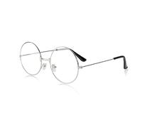 BHGT 1 Paire Lunettes Rondes de Père Noël Lunettes Rétro Hippie pour Fête Noël Accessoire Cosplay Père Noël Carnaval Party Cadeau (argenté)