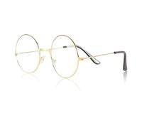 BHGT 1 Paire Lunettes Rondes de Père Noël Lunettes Rétro Hippie pour Fête Noël Accessoire Cosplay Père Noël Carnaval Party Cadeau (doré)