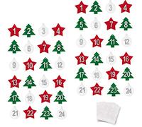 BHGT 2 Sets Calendrier de l'Avent avec Chiffres Stickers 1-24 en Feutre Compte à Rebours Accessoire Noël pour Coller Paquets Sachet Cadeaux
