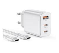 BHHB Chargeur USB C 30W 3 Ports Prise,Bloc d'alimentation Adaptateur Charge Rapide Chargeur Multiple Rapide pour iPhone 17 16 15 14 13 12 11 Pro Max XR XS, iPad, Samsung, Tablette,1X USB-C de 2 m