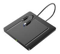 BHHB Lecteur CD DVD Externe pour PC, Lecteur DVD avec USB3.0 et USB-C Portable CD/DVD -/+RW Drive, graveur DVD Externe Transmission Rapide pour Windows/MacOS/Laptop/Desktops (Ultramince)
