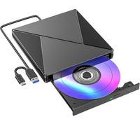 BHHB Lecteur CD/DVD Externe pour PC USB 3.0 et USBC Graveur DVD Externe Optique Portable CD/DVD -/+RW Drive Mince DVD Player Transmission Rapide Câble USB Intégrée pour Windows/MacOS/Laptop/Desktops