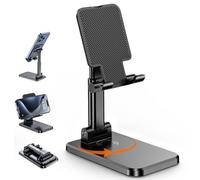 BHHB Support Téléphone Support Telephone Bureau avec Rotatif à 360° Porte Telephone Réglable, Support Smartphone Compatible avec iPhone 16/15/14/13/12/11/8, Huawei, Galaxy, Alle Smartphones (Noir)