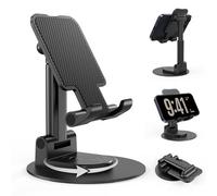 BHHB Support Téléphone, Support Telephone Bureau Porte Telephone Pliable, Support iphone avec Rotatif à 360° Compatible iPhone Samsung Huawei iPad Mini Tous Les Smartphones - Noir