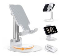 BHHB Support Téléphone, Support Telephone Bureau Porte Telephone Pliable, Support iphone avec Rotatif à 360° Compatible iPhone Samsung Huawei iPad Mini Tous Les Smartphones - Blanc