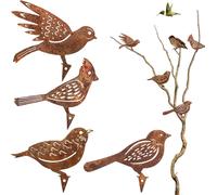 BHHBB-4 PCS Oiseaux Decoratifs rouillé Oiseau Decoration Deco Jardin Exterieur rouillée métal rouillé Metal Bird pour Décoration de Tronc de Branche d'arbre pour Patio Parc et Clôture