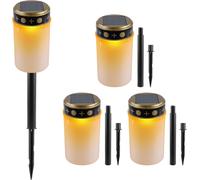 BHHBB-4 Pièces Lampe Funéraire Solaire, Lanterne Funéraire LED avec Piquet de Terre, Bougie Funéraire à LED, Étanche IP55, CimetièRe LumièRes Solaires, Bougie De Cimetière (Blanc)