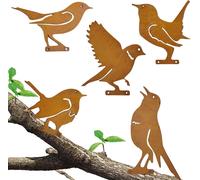 BHHBB-5 PCS Oiseaux Decoratifs rouillé Oiseau Decoration Deco Jardin Exterieur rouillée Métal Rouillé Metal Bird pour Décoration de Tronc de Branche d'arbre pour Patio Parc et Clôture