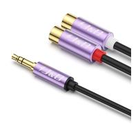 BHHBB-Câble 3.5mm à 2 RCA, Adaptateur Audio Stéréo Doré Male à Female, Câble d'Extension Robuste Coque Violet, 0.3 M