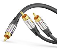 BHHBB-Câble Cinch sonero® Premium 1.5 m, 1x Cinch vers 2X Cinch, câble Audio en Y, Caisson de Basses, chaîne Hi-FI, amplificateur, Noir