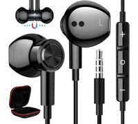BHHBB-Écouteurs avec câble pour Xiaomi Poco M4 Pro Redmi Note 11 Pro, Magnétique Stéréo Annulation Bruit 3.5mm Jack Écouteurs avec micro pour Samsung Galaxy M53 M13 iPad iPhone 6 OPPO MP4 MP3 Noir