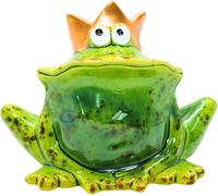 BHHBB-Grenouille décorative Amusante avec Couronne dorée/Roi Grenouille en céramique Verte pour Maison, Jardin, terrasse ou étang Dimensions (L x l x H) env. 9 x 16 x 12 cm