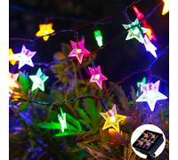 BHHBB-Guirlande Lumineuse Exterieur Solaire, 30 LED Étoile Guirlande lumineuse solaire 8 modes, Étanche Décoration extérieure pour Jardin, patio, fête, mariage (multicolore)