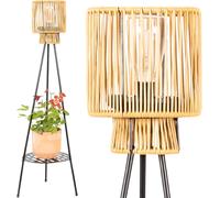 BHHBB-Lampe Solaire LED Extérieure avec Support pour Fleurs Lanterne Étanche en Rotin-look Éclairage Durable à Trois Pieds pour Jardin, Balcon, Terrasse