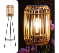 BHHBB-Lampe Solaire sur Pied Extérieure Led , Lumière de Jardin Étanche Lanterne pour Balcon, Éclairage Durable à Trois Pieds en Rotin