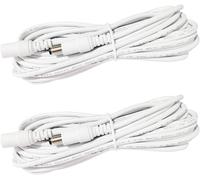 BHHBB-LitaElek 2pcs 2,5m DC 12V Câble d'extension Prise DC 5,5mm x 2,1mm DC 0-36V Cordon d'alimentation Rallonge électrique Mâle à Femelle pour Moniteur de Voiture, Caméra CCTV, Bande LED, Blanc