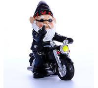 BHHBB-Nain De Jardin Moto, Nain de Jardin Étanche Protection Solaire Résine Statue Moto, Statue de Nain de Jardin Humour Exterieur, Décoration Extérieure pour Terrasse, Pelouse, Cour
