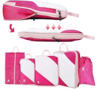 Bhhbb-Rangement Valise Lot De 5,Packing Cubes Compression Organisateur De Voyage Ultraléger, Extensible, Sac Compression À Chaussures, Bagage (Rose)