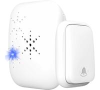 BHHBB-Sonnette sans fil exterieur etanche IP44 Etanche Carillon 180 Mètres 38 Mélodies et 4 Niveaux Volume Kit d'un Récepteur et d'un Emetteur Voyant LED pour Maison au Salon au Bureau Blanc