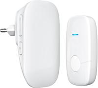 BHHBB-Sonnette sans Fil Exterieur Etanche, IP55 Etanche Carillon 150 Mètres, 36 Mélodies et 4 Niveaux Volume, Kit d'un Récepteur et d'un Emetteur, Indicateur LED, pour Maison, Hôtel, Blanc