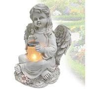 BHHBB-Statue du Jardin des Anges,Lampe Solaire à LED Ange Gardien,Lampe funéraire Sculpture de Fée,Résistant aux intempéries,Auto-on,pour terrasse, pelouse, Cour,Pendaison de crémaillère,funèbre
