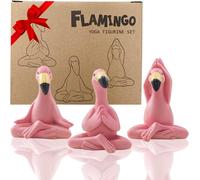 BHHBB-Yoga Statue de Flamant Rose pour Decoration Jardin Exterieur - Figurine de Flamant Rose Animaux Miniatur Deco Zen pour Chambre Salon Idee Coffret Cadeau Femme Maman Hauteur 6 cm Set 3