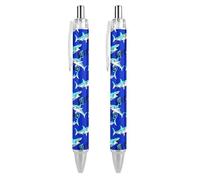 BHHJKK 1 stylo à bille noir rétractable à encre gel lisse à pointe fine de 0,5 pour l'école, le bureau, motif requin amusant