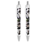 BHHJKK 1 stylo à bille noir rétractable à encre gel lisse, pointe fine de 0,5 mm, pour l'école, le bureau, motif panda amusant