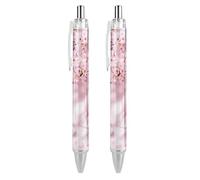 BHHJKK 1 stylo à bille noir rétractable à encre gel lisse, pointe fine de 0,5 mm, pour l'école, le bureau, motif floral rose