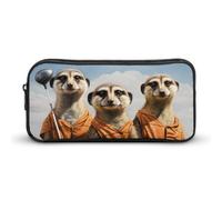 BHHJKK Grande trousse à crayons avec fermeture éclair pour homme et femme Motif suricates jouant au golf, Comme indiqué sur la photo, Taille unique, Trousses à crayons