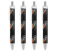 BHHJKK I Love My Rooster Lot de 4 stylos à bille rétractables à pointe fine Noir 0,5 mm