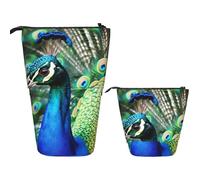 BHHJKK Khiry 11503 - Trousse à crayons télescopique 3D avec motif serpent 3D pour bureau, organiseur, trousse à crayons rétractable pour le travail, 17,8 x 14,5 cm, Beau paon., Taille unique, Trousses