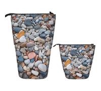 BHHJKK Khiry 11503 - Trousse à crayons télescopique 3D avec motif serpent 3D pour bureau, organiseur, trousse à crayons rétractable pour le travail, 17,8 x 14,5 cm, Galets colorés de plage, Taille